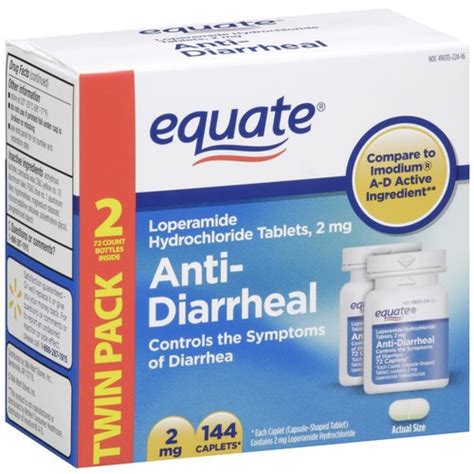 Equate Anti Diarrheal Loperamide 2 Mg 144 Caplets Compare To