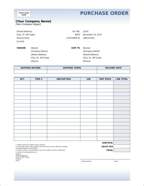 Free Purchase Order Samples Templates In Google Docs Ms Word