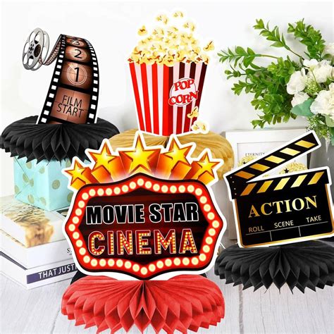 thinkstar 9 Pieces Movie Night Honeycomb Centerpieces, Movie Night ...