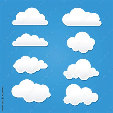 Collection of Clouds in Different Shape And Sizes Stock Vector | Adobe ...