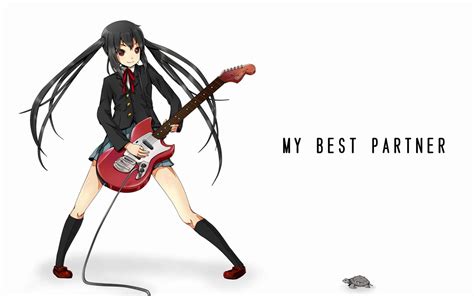 Long Haired Female Anime Character Playing Red Electric Guitar HD