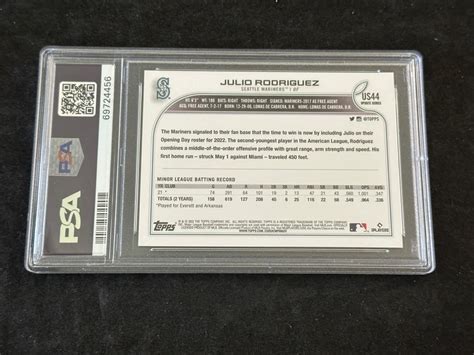 Lot Psa 10 Gem Mint 2022 Topps Update Rc Julio Rodriguez Rc