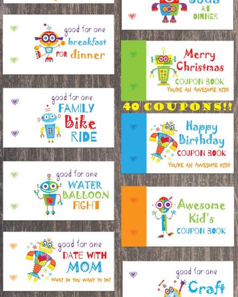 Valentine Coupon Book For Kids Birthday Printable Love Coupons Etsy