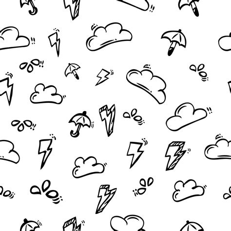 Premium Vector Seamless Pattern Background Simple Outline Hand Draw