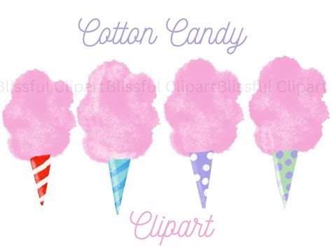 Cotton Candy Clipart, Watercolor Cotton Candy, Carnival, Pink Candy ...