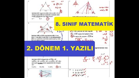 8 Sınıf Matematik 2 Dönem 1 Yazılı Hazırlık Sorular Ve Çözümler Youtube