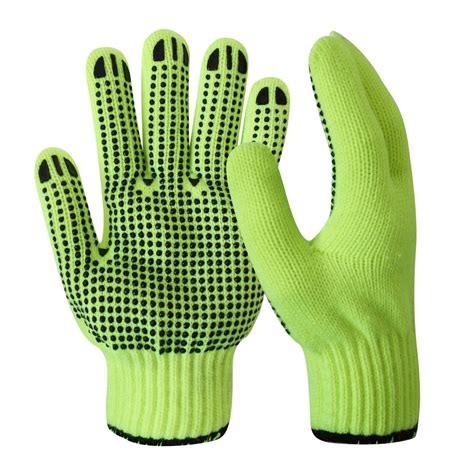 Dotted Coated Gloves Construction Safety Labor Cotton Knitted Pvc