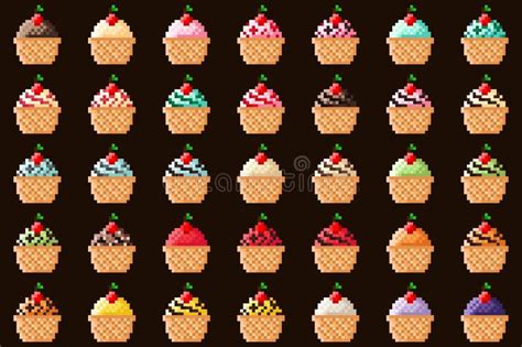 Ice Cream Pixel Art Bit Icecream Vector Illustration Stock Vector