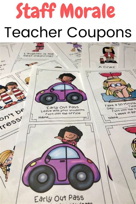 Staff Morale Boosters Teacher Reward Coupons Staff Morale Teacher