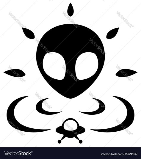 Alien Head Emblem Stencil Royalty Free Vector Image