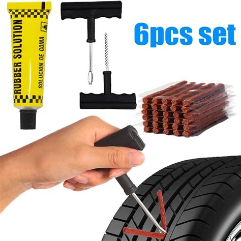 Car Tire Repair Tools Kit With Rubber Strips Tubeless Tire Tyre