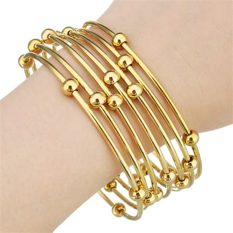 Gold Filled 7 Piece Set Ball Bangle Silver Ball Bangle Set Etsy