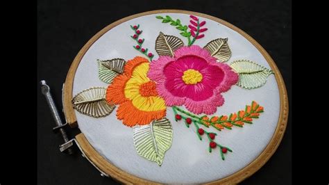 Hand Embroidery Buttonhole Stitch Flower Embroidery Youtube