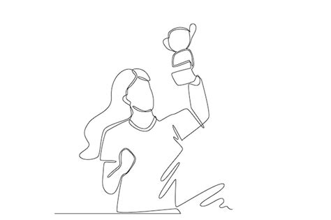 Premium Vector Simple Line Drawing Of Winner One Line Illustration