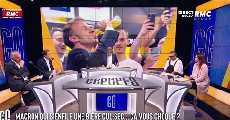 Emmanuel Macron Boit Une Bi Re Cul Sec La Pol Mique Enfle Un