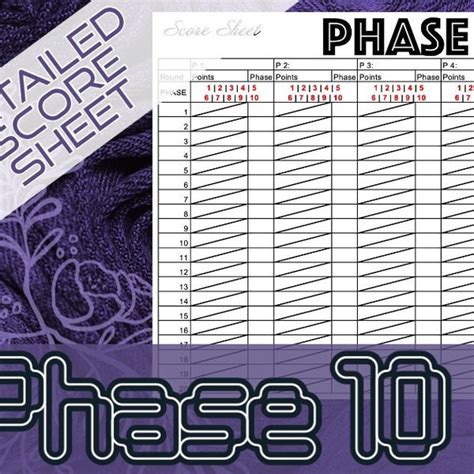 Phase 10 Score Sheet Printable - Etsy