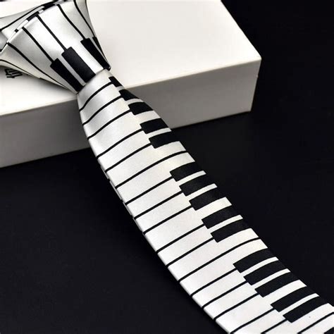 Men's Black & White Piano Keyboard Necktie Tie Classic Casual Slim ...