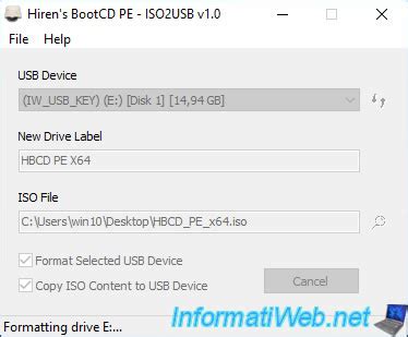 Cr Er Une Cl Usb Bootable De Hiren Boot Cd Pe Live Cd Tutoriels