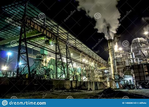 Ethanol Manufacturing Plant At Night Editorial Stock Photo Image Of