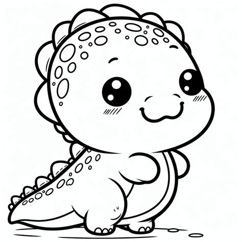 Dibujos De Dinosaurio Kawaii Imprimible Para Colorear Para Colorear