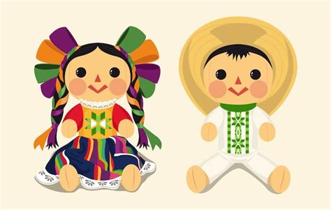 Premium Vector Set Of Mexican Traditional Rag Doll