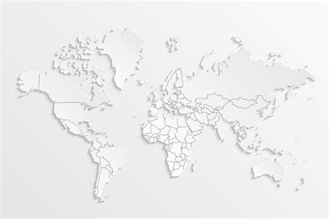 World Map Paper Political Map Of The World On A Gray Background