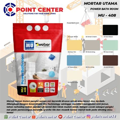 Jual TERLARIS MORTAR UTAMA MU 408 POWER BATHROOM PENGISI NAT 1KG WARNA