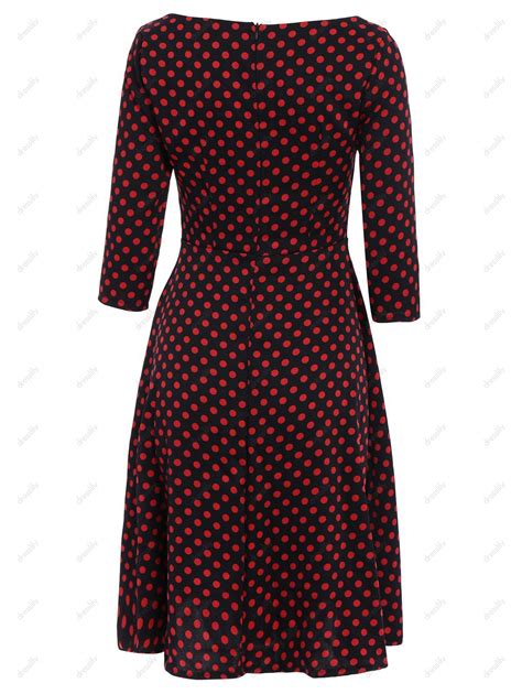 Off Vintage Polka Dot Print Slash Neck Bowknot Design