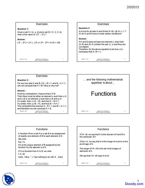 Functions Applied Discrete Mathematics Lecture Slides Docsity