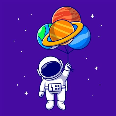 Astronauta Bonito Flutuando Bal Es Do Planeta Na Ilustra O Do