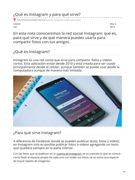 Qué Es Instagram Y Para Qué Sirve Pdf Pdf Servicio De Redes Sociales Informática