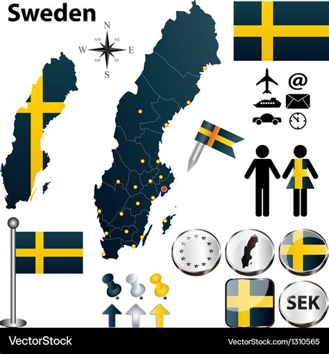 Map Of Sweden With Regions Royalty Free Vector Image