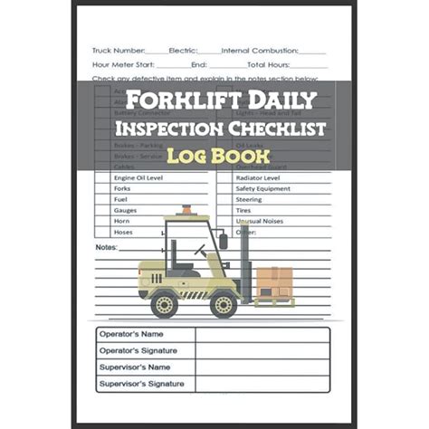 Buy Forklift Daily Inspection Checklist Log Book Forklift Operator Daily Checklist Safety