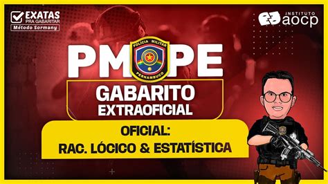 Gabarito Extraoficial Pm Pe Oficial Estat Stica E Racioc Nio L Gico