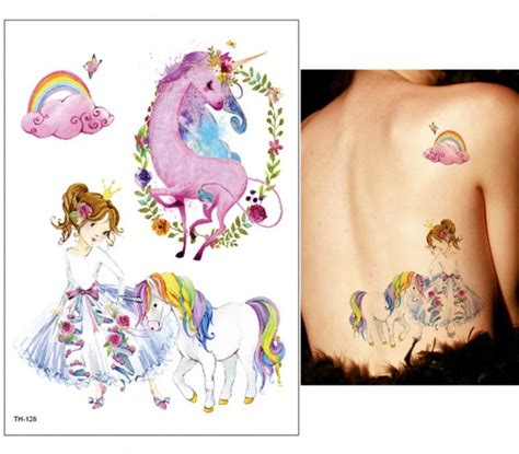 Corps Tatouage Tatouage Temporaire Licorne Bleue De Dessin Anim Pour