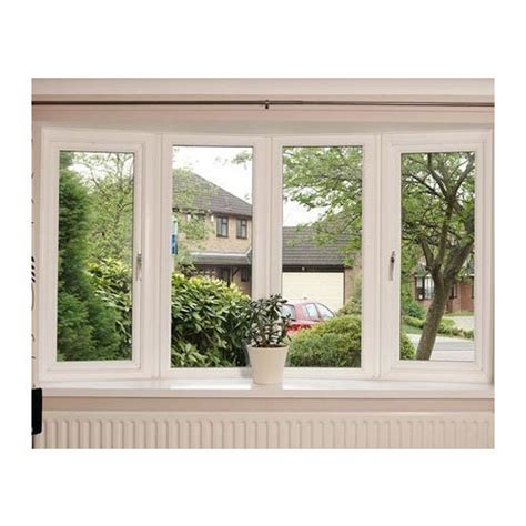 White Plain Upvc Partition Window For Home Thickness Of Glass Mm