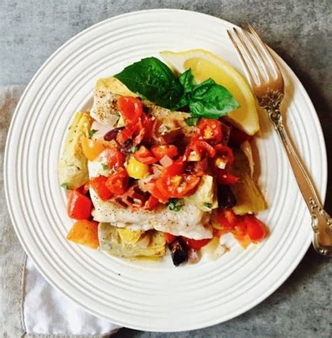 Baked Grouper With Tomatoes And Artichokes