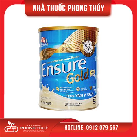 Sữa bột Ensure Gold hương vani ít ngọt Lon 850g Nhà Thuốc Phong Thuý