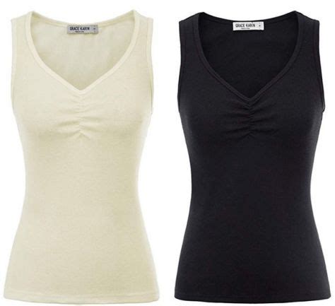 Women S Stretchy Sleeveless V Neck Tank Tops 5 With Code