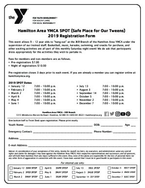 Fillable Online Spot Registration Form Hamilton Area Ymca