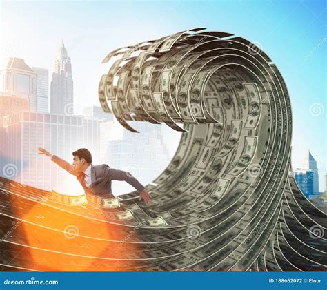 Businessman Swimming In The Sea Of Dollar Money Stock Photo Image Of