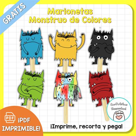 Pdf Gratis Marionetas Monstruo De Colores Salduu