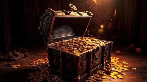 Premium Photo Treasure Chest Open Ancient Trunk With Glowing Magic Lights In The Dark