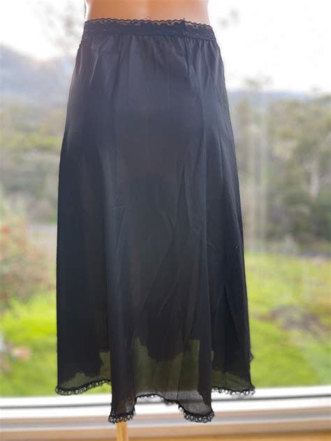 Vintage 90s Osti Black Lace Half Slip Vintage Black Lingerie Size 10 Etsy