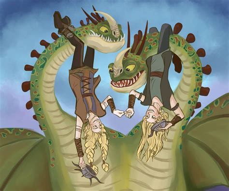 Ruffnut And Tuffnut And Barf And Belch The Hideous Zippleback Dragon How To Train Your Dragon