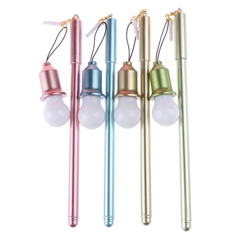 1pcs 038mm Cute Gel Pen Creative Colored Light Bulb Pen School