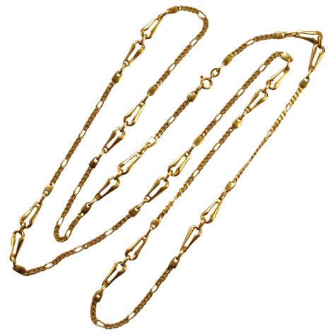 18ct Gold Vintage Long Chain Necklace Plaza Jewellery English Vintage