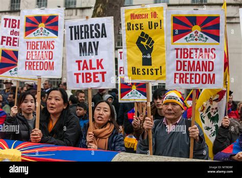 London UK 10th March 2018 Members Of The UK S Tibetan Community