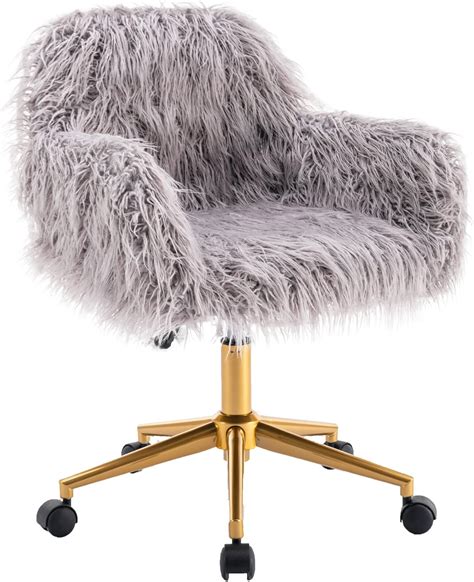 Kcc Fluffy Office Desk Chair Faux Fur Modern Swivel