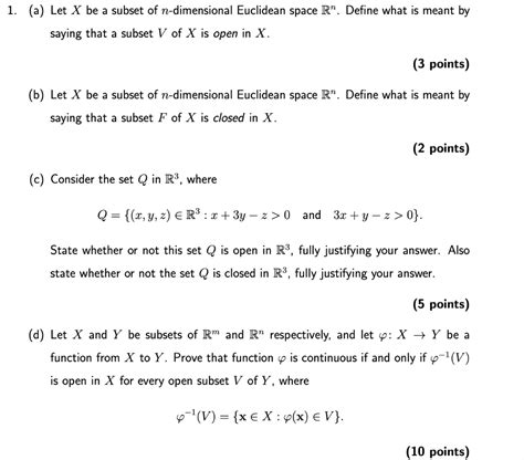 Solved A Let X Be A Subset Of N Dimensional Euclidean Chegg